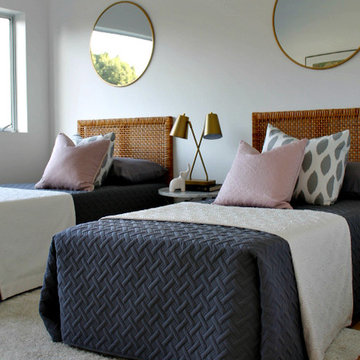 Twin Rattan Bed with Millennial Pink Accents
