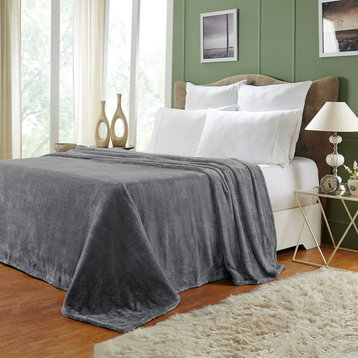 Ultra-Soft Luxury Fleece Blankets, Lightweight Twin, Silver