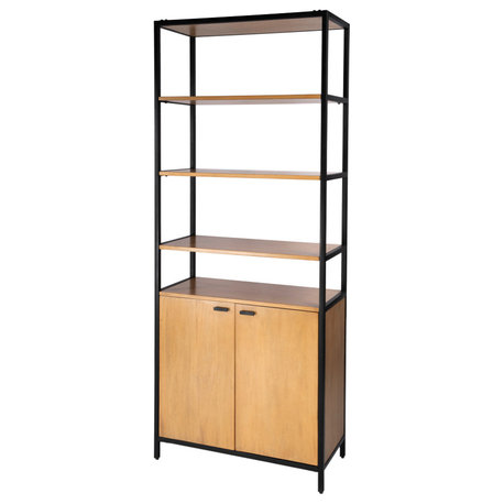 Hans 35.25" W x 84.25"H Open and Closed Etagere Bookcase