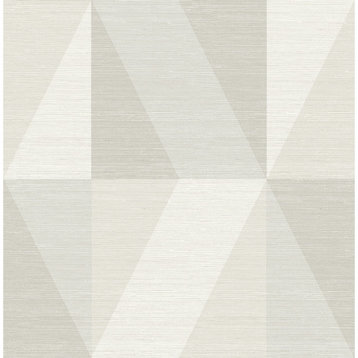 Winslow Bone Geometric Faux Grasscloth Wallpaper Sample