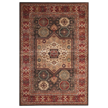 Rectangle Abacasa Sonoma Curran Area Rug, Chocolate/Red/Ivory, 63"x90"
