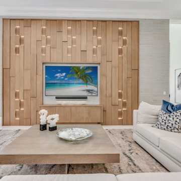 Custom three dimensional European oak feature wall