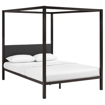 Modern Contemporary Urban Living Queen Platform Bed Frame, Metal Steel, Brown