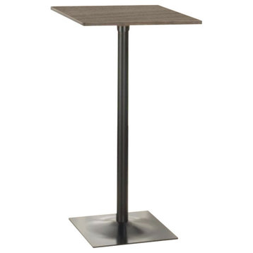 Benzara BM160794 Industrial Square Metal Bar Table With Wooden Top, Black