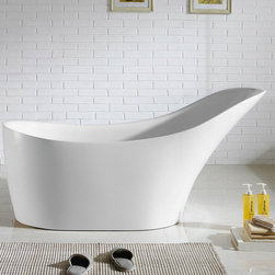 67" x 29" White Oval Soaking Free-Standing Bathtub - Bathtubs