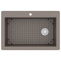 Karran Drop-In Quartz 33" 1-Hole Single Bowl Kitchen Sink Kit, Concrete