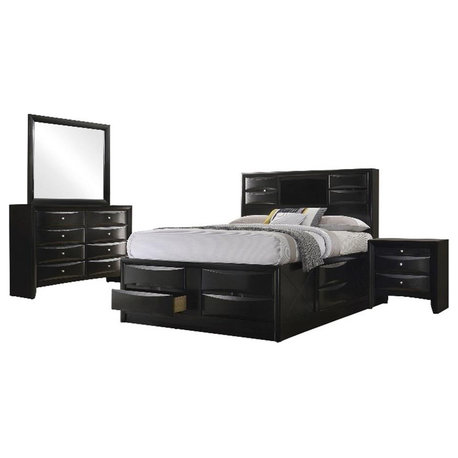 Coaster Briana 4-Piece Wood Queen Storage Bedroom Set in Black