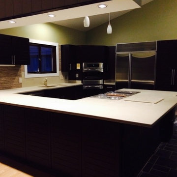 Modern Look, some cabinet modifications, soft close hinges, finished to espresso