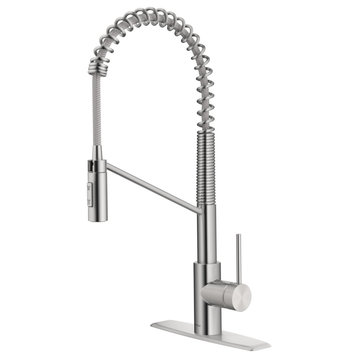 Oletto Commercial Pull-Down 1-Hole Kitchen Faucet, SFS Steel