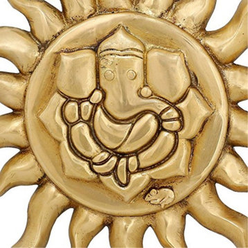Indian Home Decor Sun And Ganesha Wall Hanging Statue 12" Weight 2.03 Kg