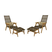 4-Piece Teak And Wicker Basket Lounger Set