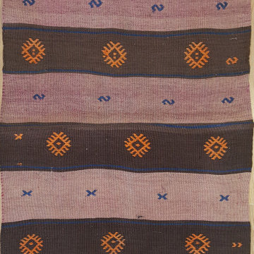 Vintage 4x2 Turkish Colorful Kilim Area Rug, Unique Wool Distressed Bedroom Frin