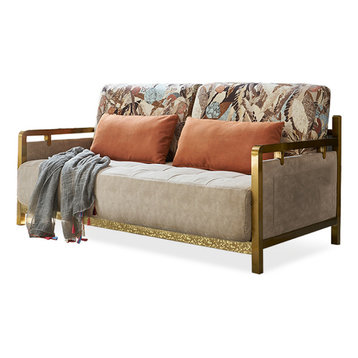 Queen Convertible Sleeper Sofa Beige Upholstered Sofa Bed Pillow Included, Large