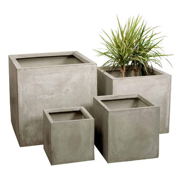 Stone Fibrecotta Cube Planter - Set of 4
