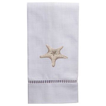 Linen Guest Towel, Morning Starfish,Beige
