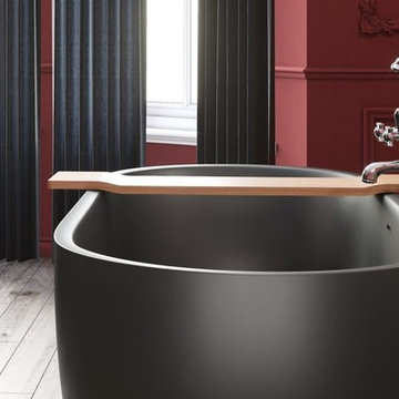 Aquatica Tidal Waterproof Iroko Wood Bathtub Tray