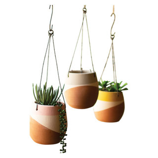 3pc Set Natural Clay Organic Shape Succulent Planter Pots