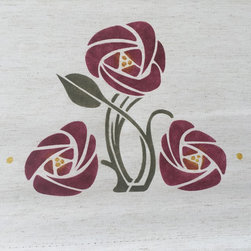 Rose Medallion Stencil on old fashioned roller shade - Home Improvement