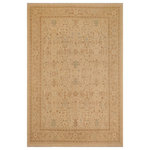 Bareens Designer Rugs - Classic Ziegler Caroll Beige Tan Wool Rug - 9'0'' x 12'1'' - A Persian influenced Turkish hand knotted rug made by skilled artisans capable of creating the most exceptional vegetable dyes and hand-spun New Zealand wool. This gorgeous one of a kind Peshawar Kafkaz handmade rugs is also known as a Chobi Ziegler Rug. This gorgeous rug is extremely versatile and is famous for its pleasing color palette and informal design that works in a myriad of interiors. It has been expertly hand-tied, finished, sun-dried, and can contain up to 1.5 million knots. It takes 4 skilled artisans to hand knot this rug nine to twelve months to complete this piece of art. The invigorating colors and patterns in this rug will give your home an elegant and fresh appearance. While drawing upon the coloring and patterns of antique rugs, contemporary Peshawar pieces incorporate modern design motifs and feature vibrant color tones. Give your room a luxurious look and feel with this beautiful rug with gorgeous color pallet. The intricate design allows this oriental rug to create a royal ambience in any d�cor. Hand knotted construction and natural fibers gives this rug soft feel under your feet.
