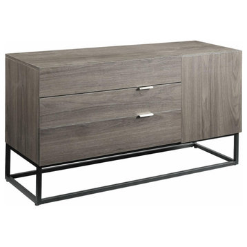 Modern Console Table, 3 Spacious Drawers With Side Storage Cabinet, Rustic Oak