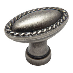 Cosmas - Cosmas 4116WN Weathered Nickel Cabinet Oval Oblong Knob, Set of 5 - Cabinet And Drawer Knobs