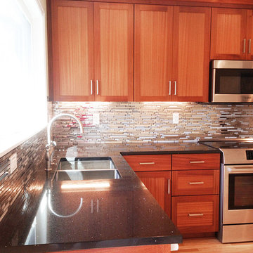 Eden Mosaic Tile Installations - Modern Random Mixed Tile With White Glass Tile