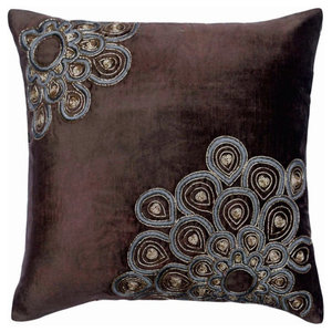 Prague Grey Velvet Band Pillow Contemporary Decorative Pillows By Square Feathers Rhome Living Llc Houzz