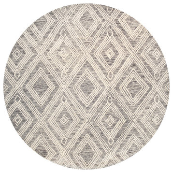 Modern Hand-Tufted Wool Area Rug, Silver, 6'x6'