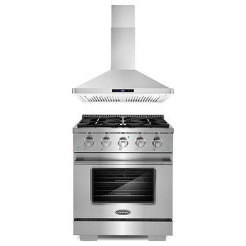 2PC Kitchen Package with 30" Gas Range & 30" Wall Mount Range Hood