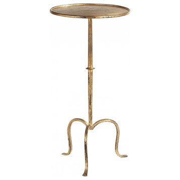 Martini Table, Hand-Forged, Gilded Iron, 24"H x 12"W (SF 210GI 28RVR)