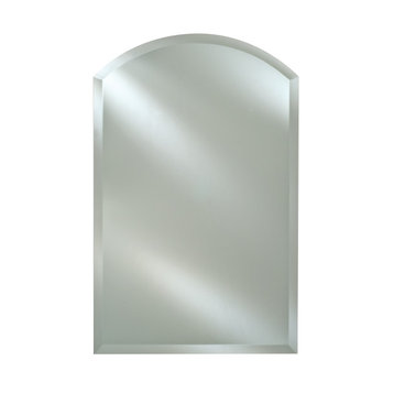 Radiance Frameless Bevel Arch Top Mirror, Satin Brass, 20"x35", Matte Black