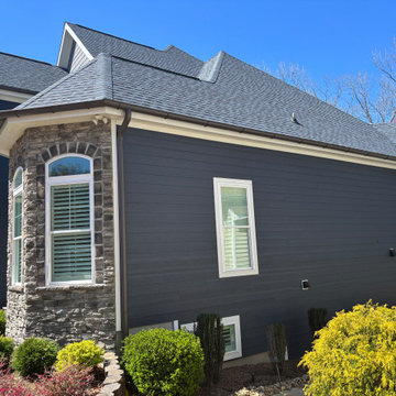 Dark Blue-Gray James Hardie Siding Transformation—Lakefront Home, Fair Play, SC