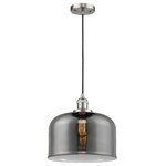 Innovations Lighting - Large Bell 1-Light LED Pendant, Brushed Satin Nickel, Glass: Plated Smoked - One of our largest and original collections, the Franklin Restoration is made up of a vast selection of heavy metal finishes and a large array of metal and glass shades that bring a touch of industrial into your home.