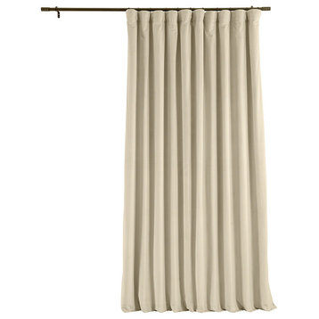 Signature Ivory Doublewide Blackout Velvet Curtain Single Panel, 100"x120"