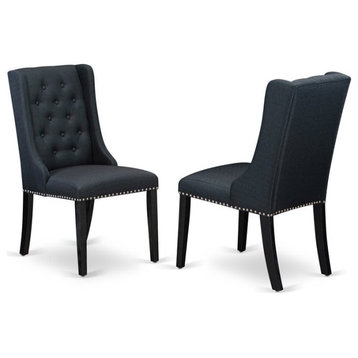 East West Furniture Forney 38" Fabric Dining Chairs in Black (Set of 2)