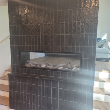 HGTV Doubled Side Fireplace Black Tile