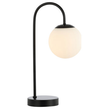 Arco 18.25" Iron Minimalist Globe LED Table Lamp, Black by JONATHAN  Y