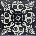 Color y Tradicion - Individual Piece Mexican Talavera Handmade Tile, Day of the Dead, Sample - Sample Mexican Talavera Tile the same as the picture.