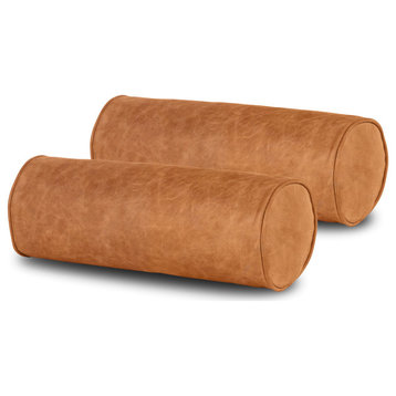 Poly and Bark Napa Leather Bolster Pillow, Set of 2