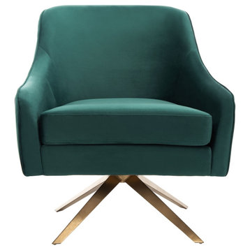 Safavieh Couture Leyla Swivel Velvet Accent Chair, Emerald