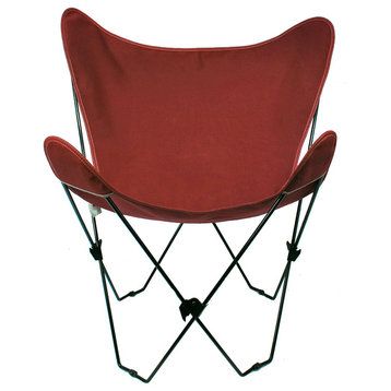 Butterfly Chair and Cover Combo With Black Frame, Burgundy