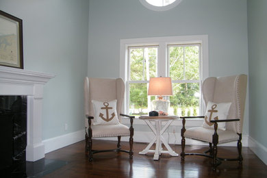 Example of a beach style home design design in Boston