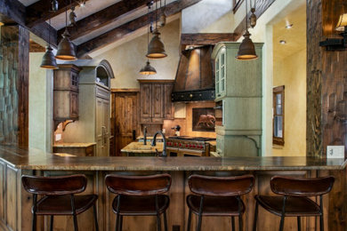Inspiration for a rustic kitchen remodel in Denver