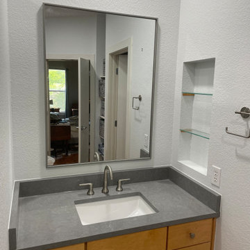 MASTER BATHROOM - Large Shower with 16" x 32" Porcelain Tile, Hex Floor Tile
