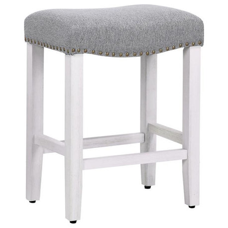 24" Upholstered Saddle Seat Counter Stool in Gray