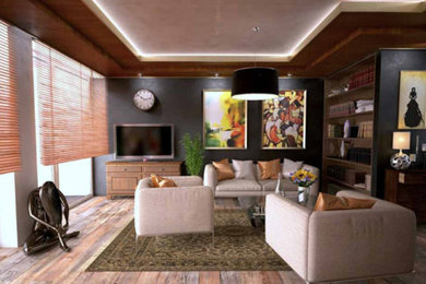 Wood Blinds - Eclectic Living Room