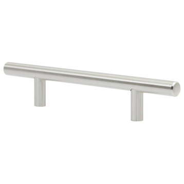 Modern 4-1/4" Centers Brushed Nickel, Cabinet Hardware Pull Handle