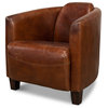 Vintage-Style Brown Leather Club Chair