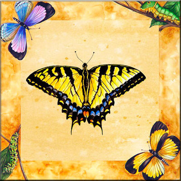 Tile Mural, Eastern Swallowtail Butterfly W/Background by Joan Heflin Rankin