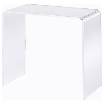 Modern Console Table, Clear Acrylic Construction With Waterfall Design, 37 Inch